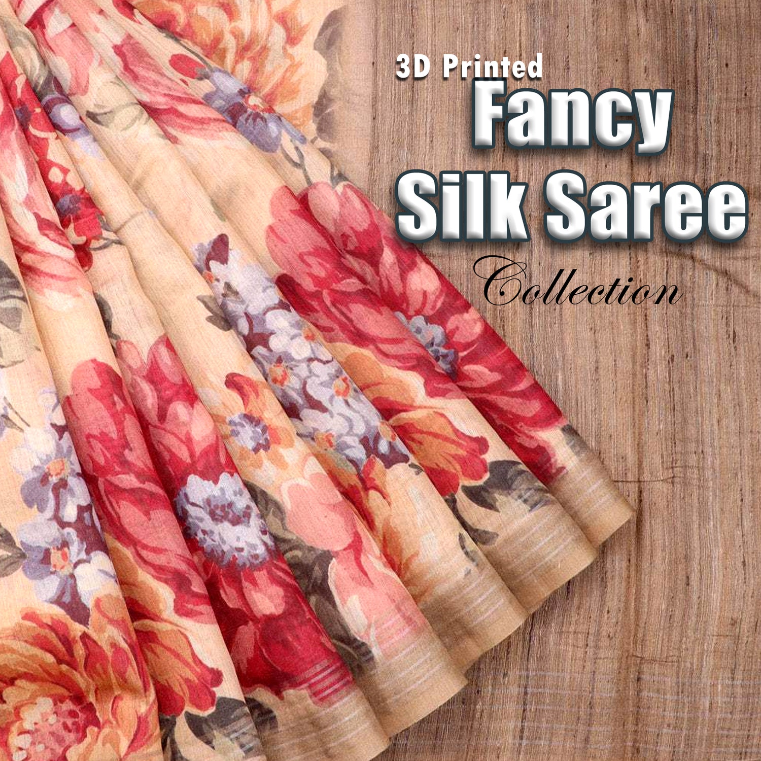 Fancy Silk Saree (3D Printed )